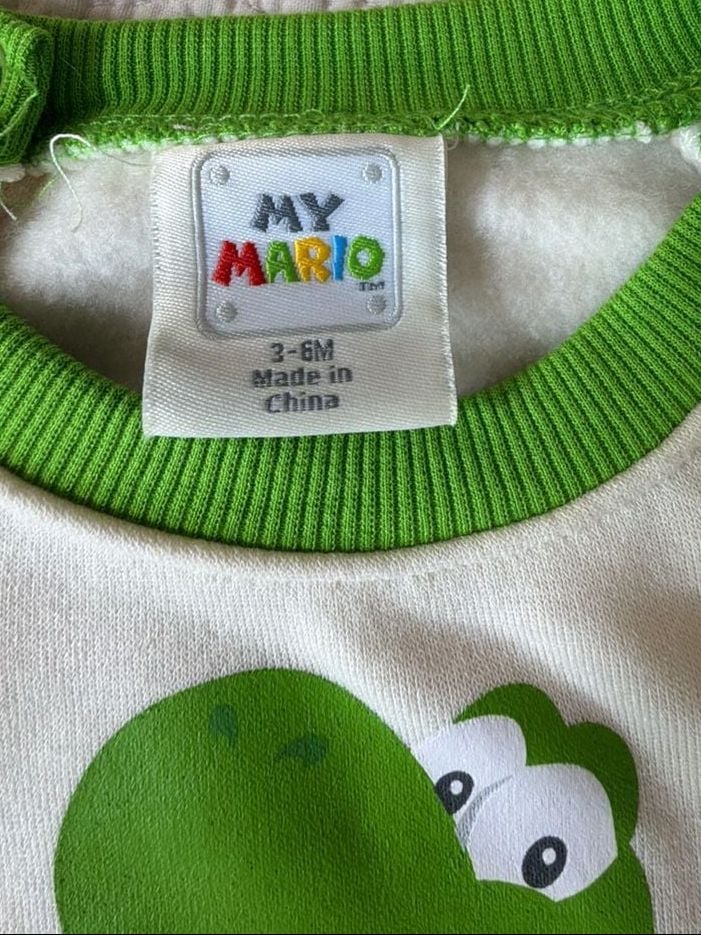 My Mario Yoshi Sweatshirt Size 3-6M Green White Dinosaur 3