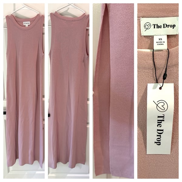 The Drop Midi Dress Size XS Pink Ribbed Sweater Dress