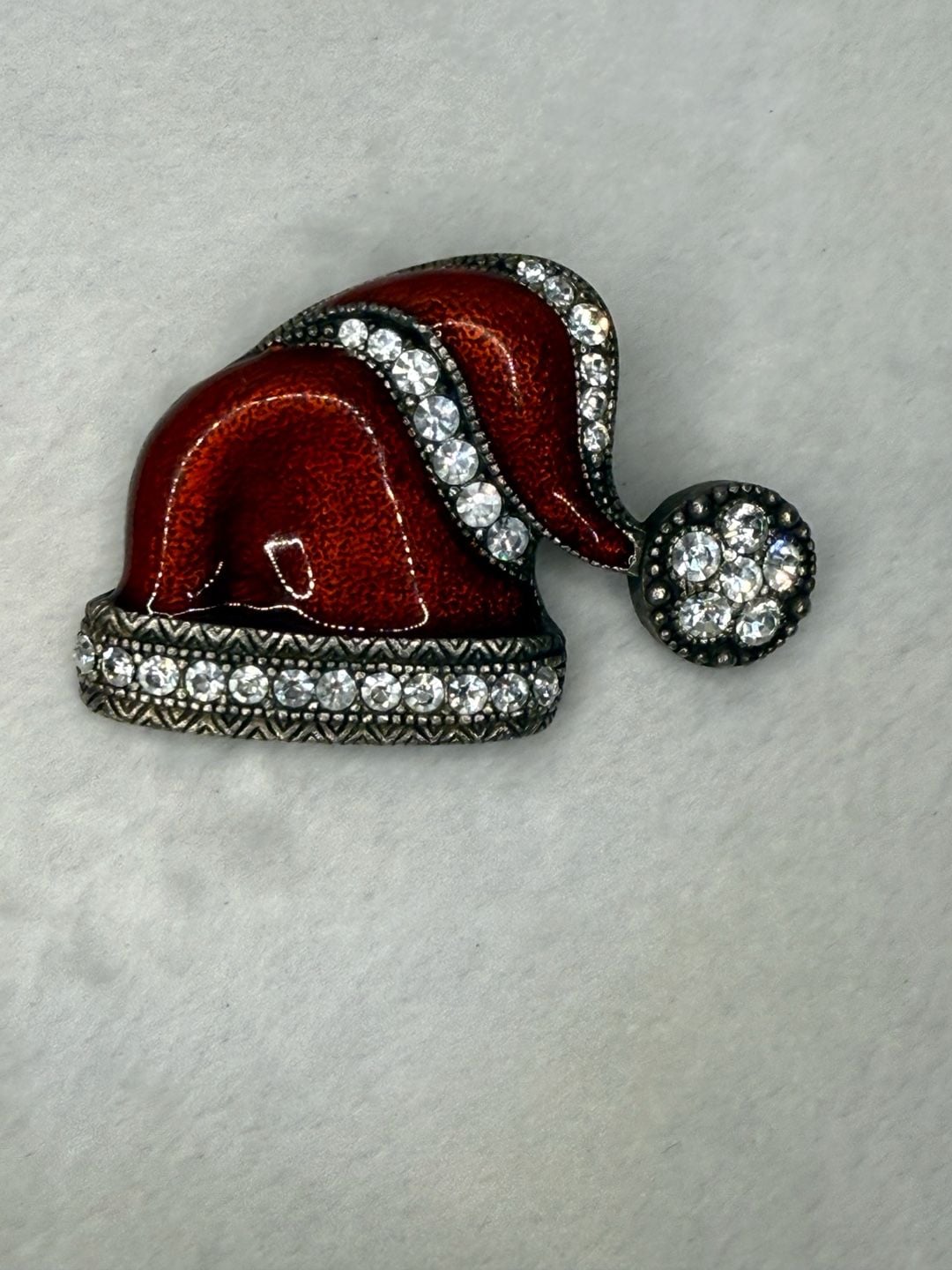 Christmas Brooch Pin Lot of 2 Red Rhinestone Santa Hat Mice Mittens Jingle Bell 4