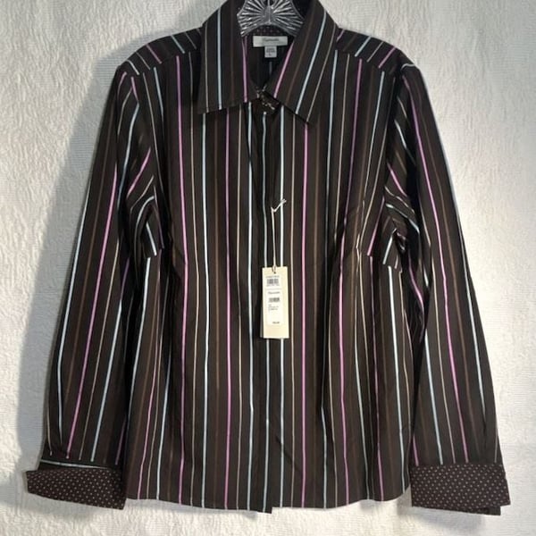 Faginable Brown Purple Striped Dress Shirt Size L New With Tags (324)