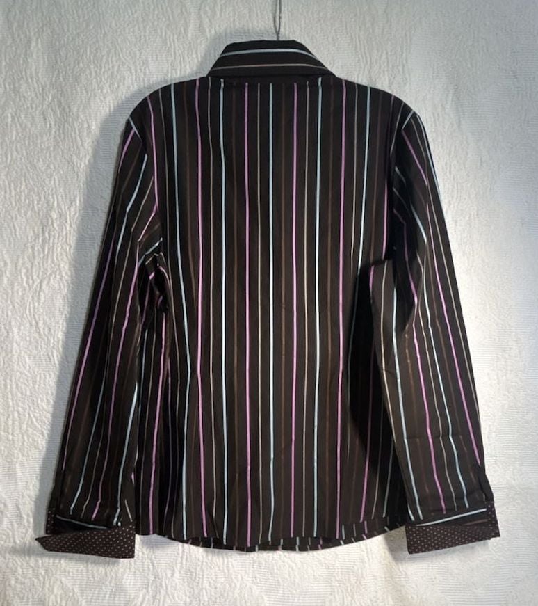 Faginable Brown Purple Striped Dress Shirt Size L New With Tags (324) 3