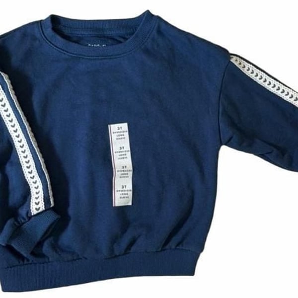 Cat & Jack Oversized Long Sleeve Sweatshirt Size 3T Blue Lace Trim