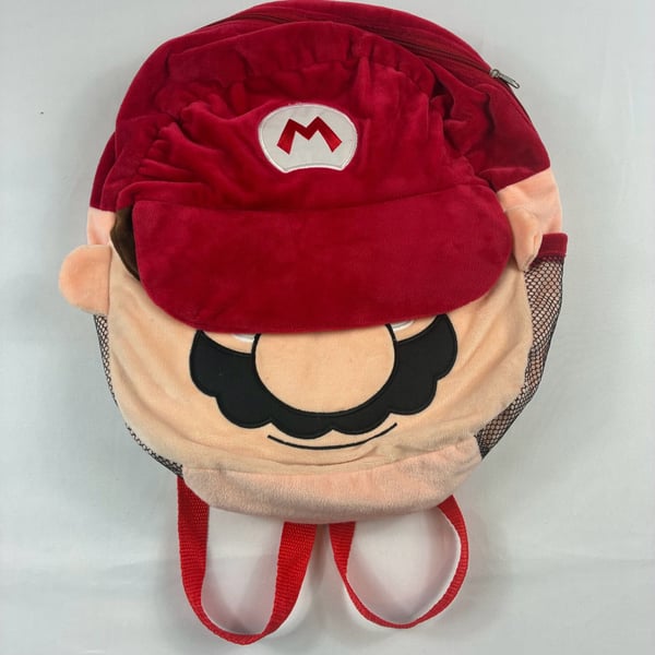 Nintendo Super Mario Plush Face Character Kids Backpack Red