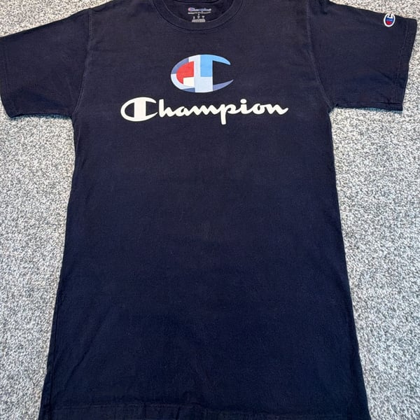 Champion C100 Logo Century Collection T-Shirt Size S Navy Blue
