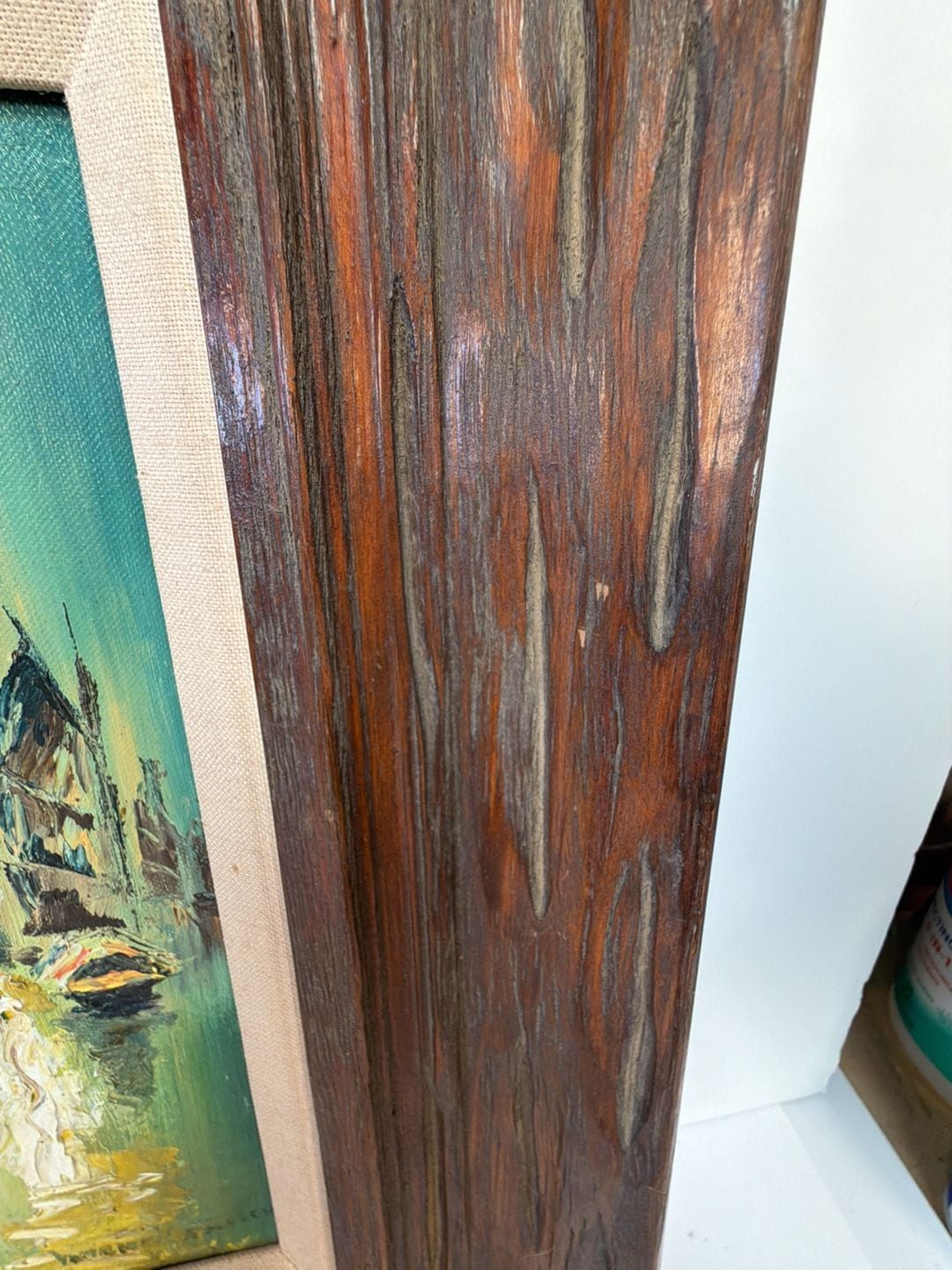 H Kanisch Vintage Mid-Century Oil Painting Chinese Junk Boats Signed 7