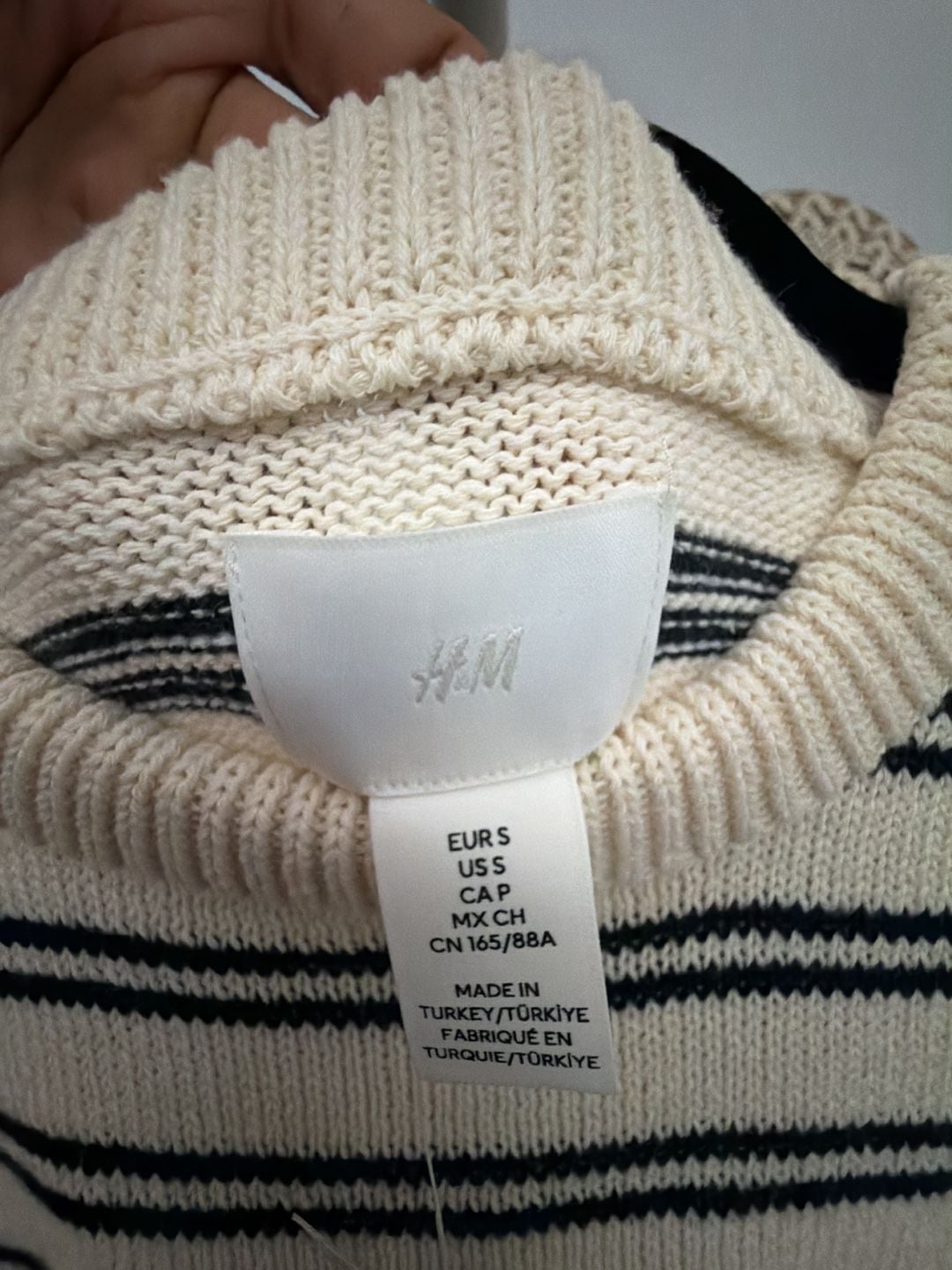 H&M Striped Knit Pullover Sweater Size S White Black 4