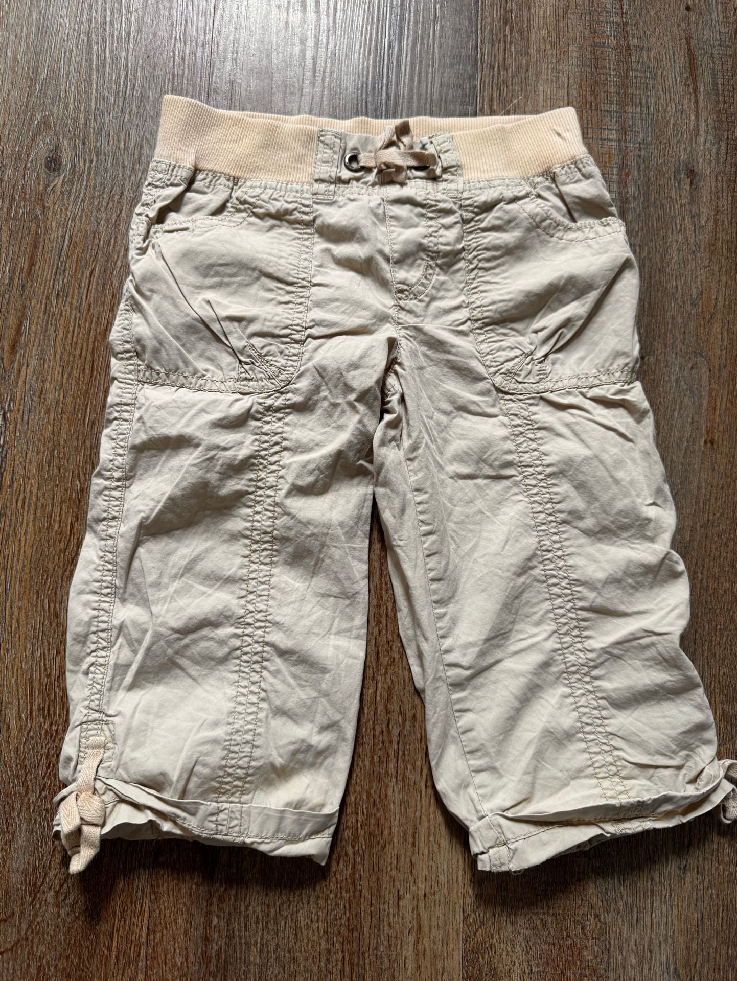 Y2K The Children's Place Pull On Cargo Capris Size 6X/7 Tan Cotton 2