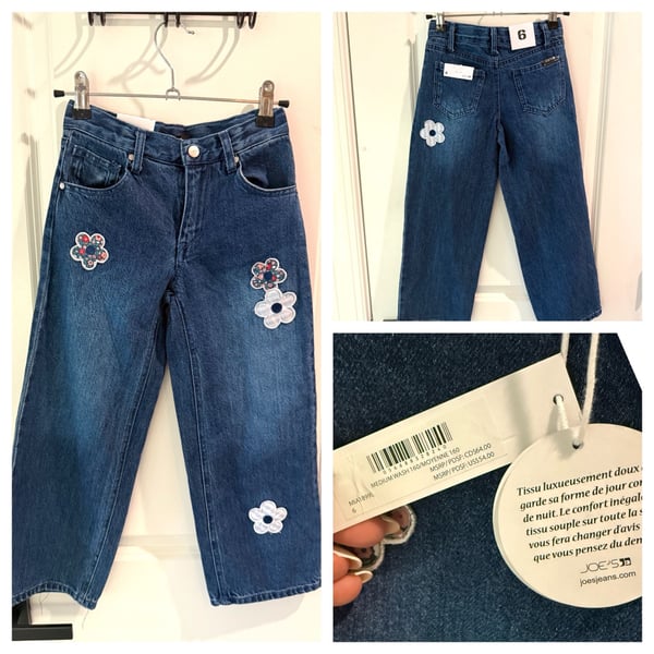 Joe's Jeans Mia 1899L Size 6 Medium Wash Floral Applique Jeans