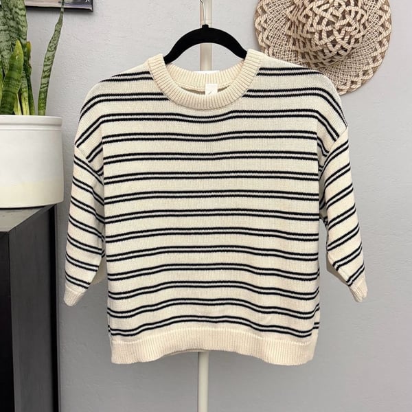 H&M Striped Knit Pullover Sweater Size S White Black