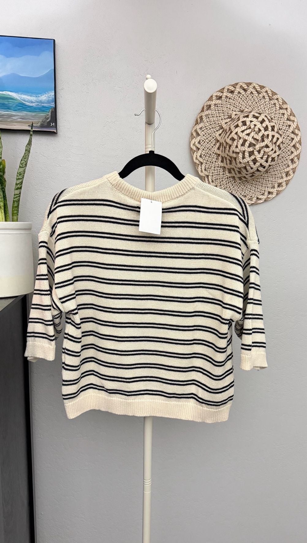 H&M Striped Knit Pullover Sweater Size S White Black 3