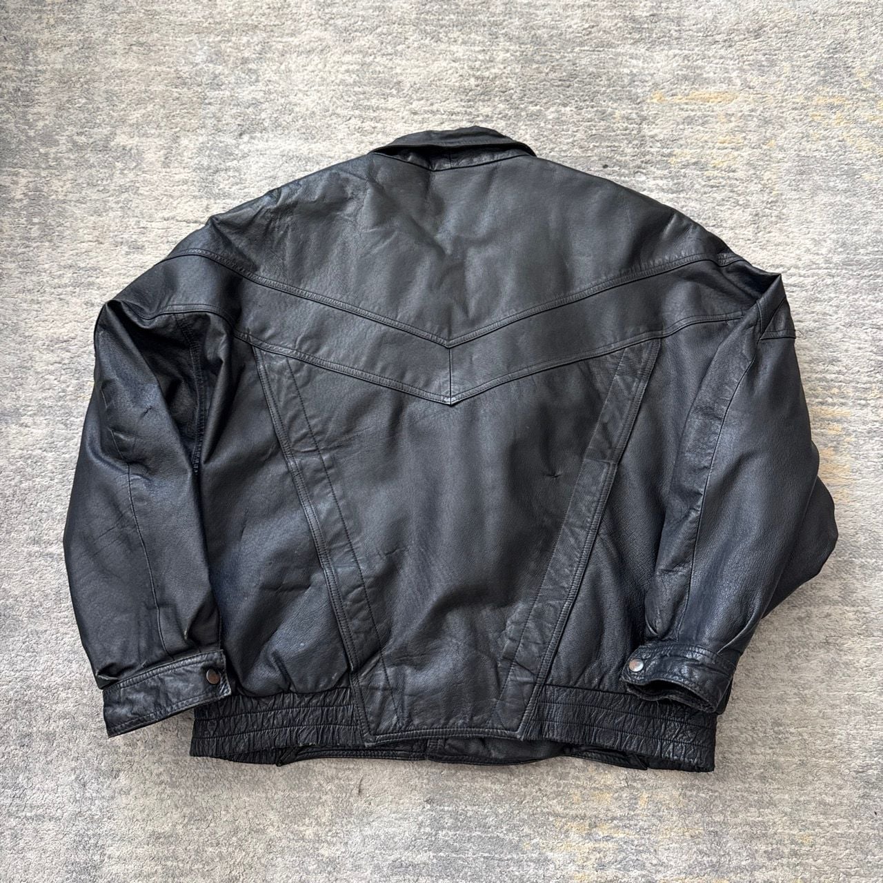 Vintage 90s Bugle Boy Black Genuine Leather Bomber Jacket Size Large 5