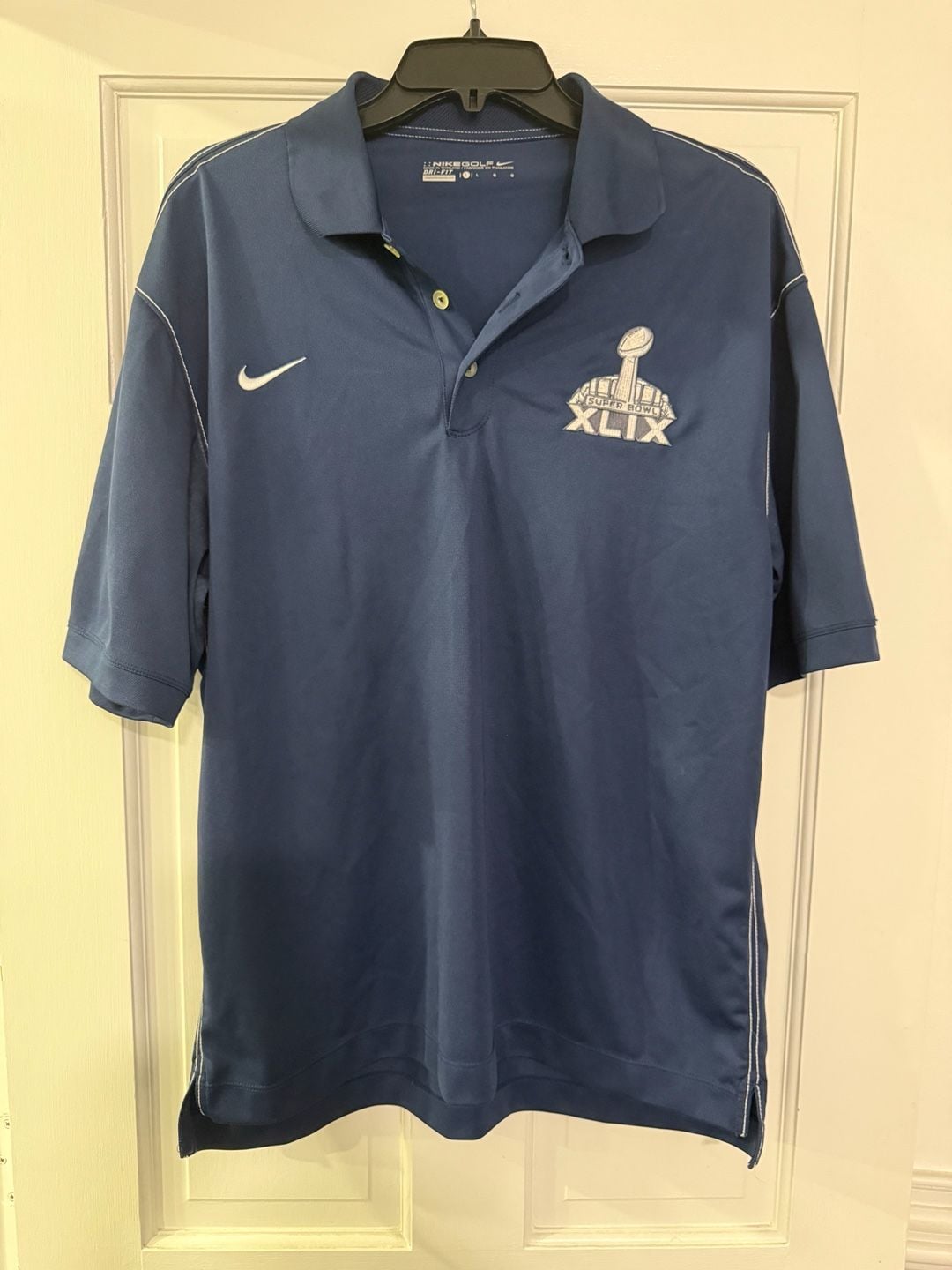 Nike Golf Super Bowl XLIX Polo Shirt Size L Blue Dri-Fit Pepsi 2