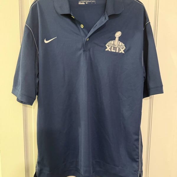Nike Golf Super Bowl XLIX Polo Shirt Size L Blue Dri-Fit Pepsi