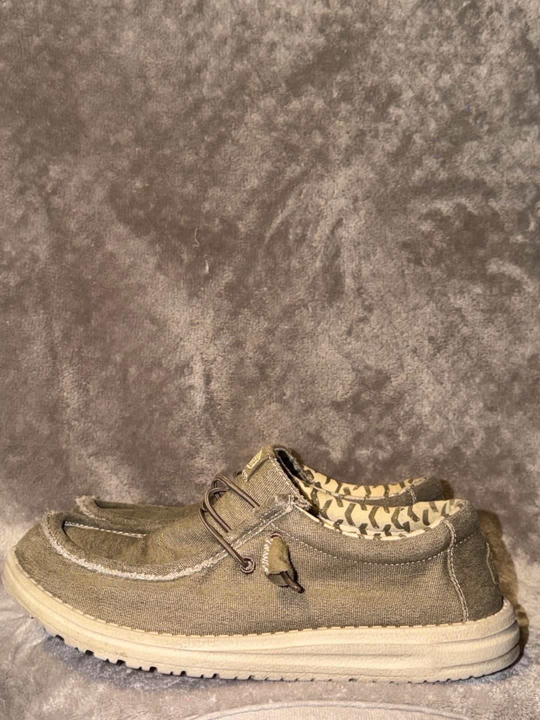Hey Dude Wally Sox Olive Canvas Mens Shoes Size 7 7