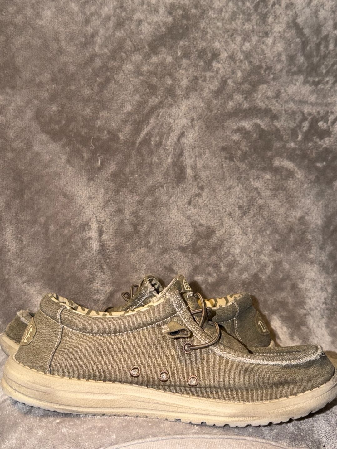Hey Dude Wally Sox Olive Canvas Mens Shoes Size 7 9