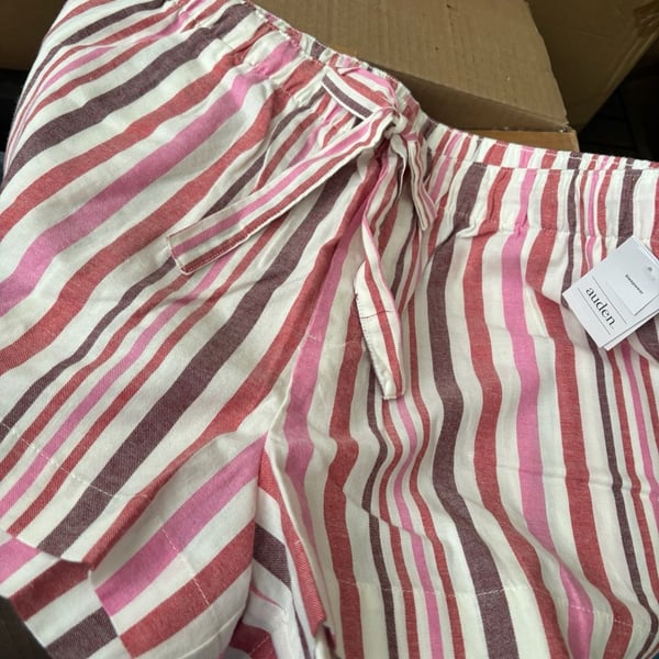 4 total pair of Auden Sleepwear Shorts Size L Red Pink Striped Pajama Lounge