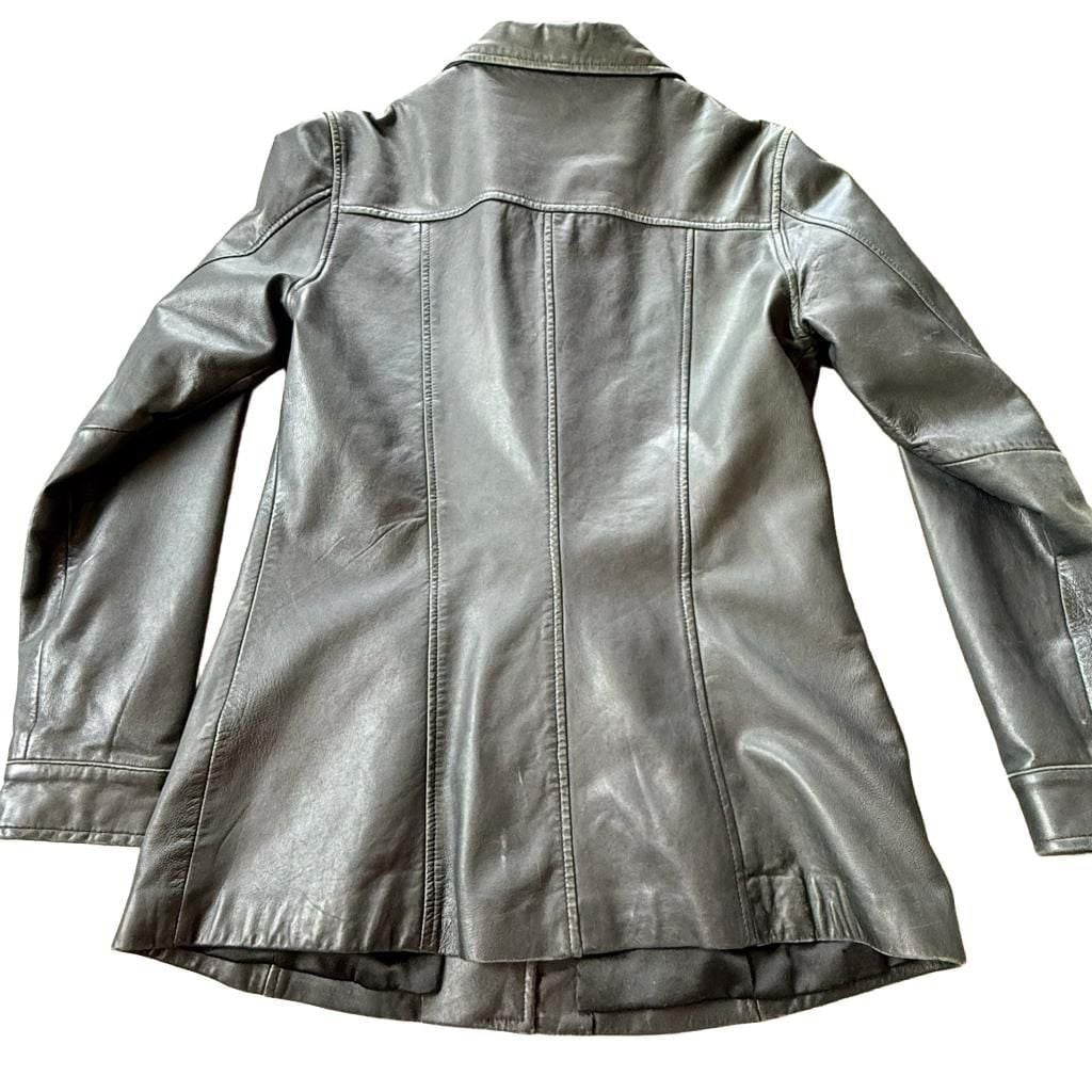Vakko Sport Black Leather Jacket Size M Collar Button Lined 7