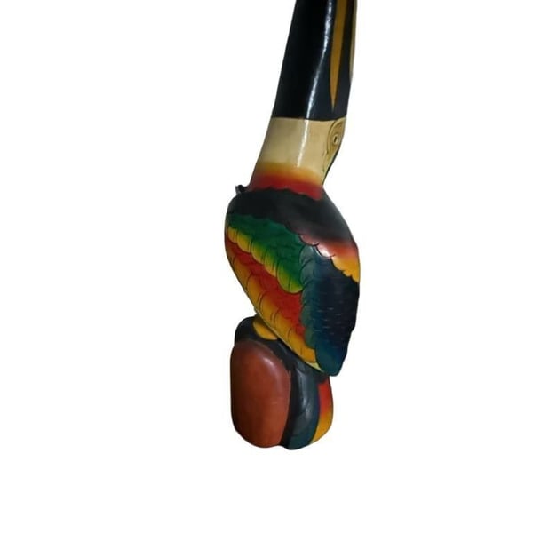 Hand Carved Wooden Toucan Bird Sculpture Hand Painted Tropical Folk Art
