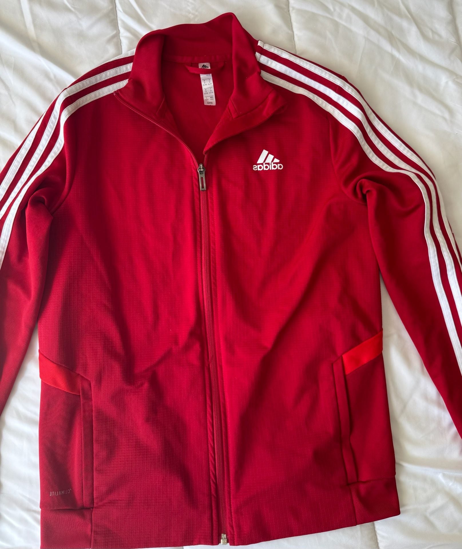 Adidas Climalite Zip-Up Track Jacket Size M Red White 2
