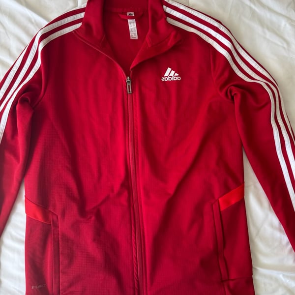 Adidas Climalite Zip-Up Track Jacket Size M Red White