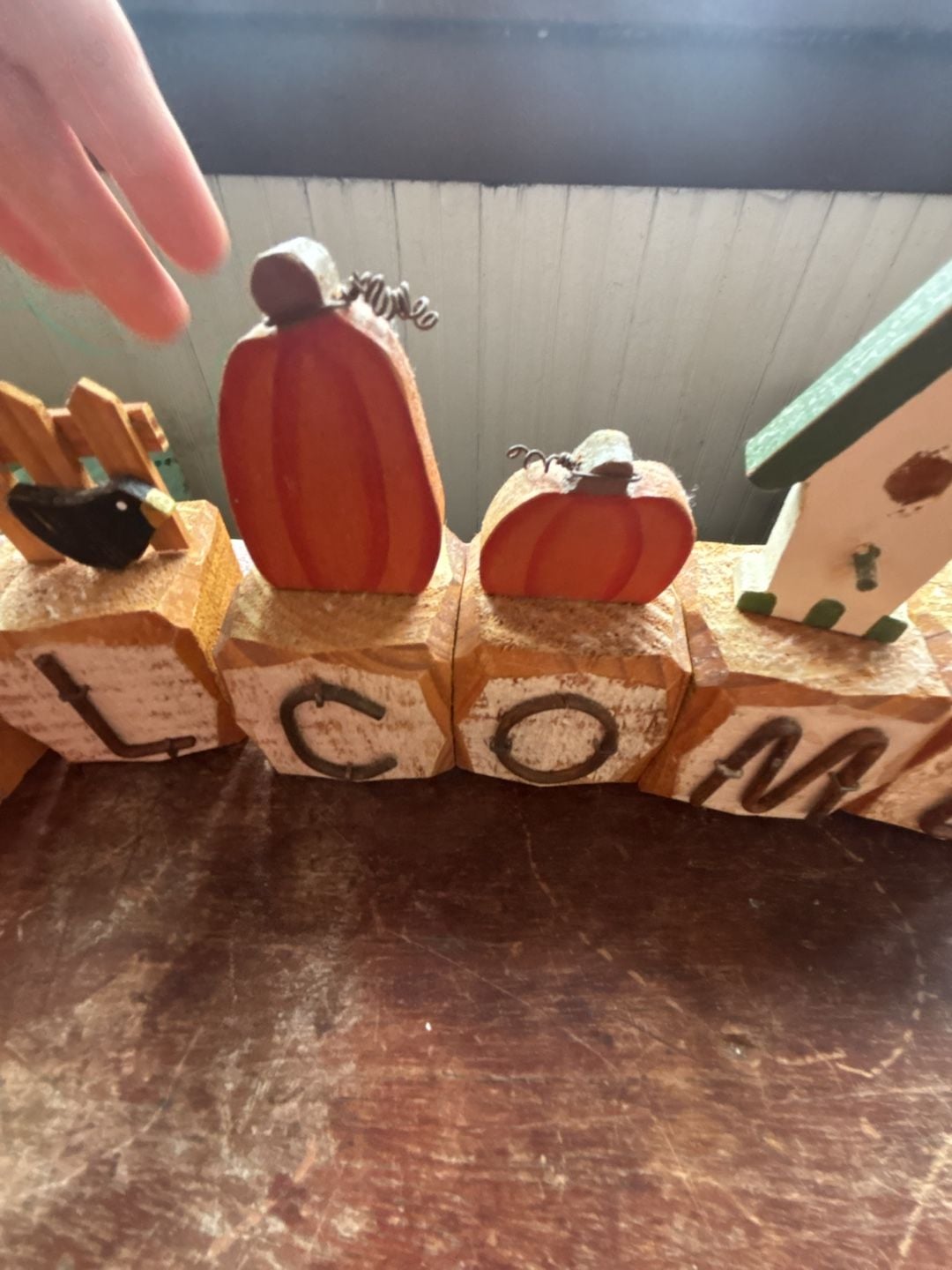 Primitive Folk Art Wooden Welcome Sign Fall Decor Blocks 7