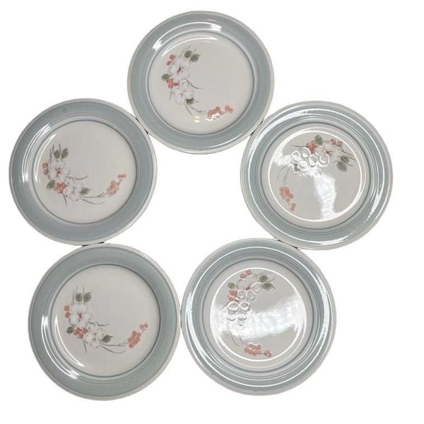 Impressions by Daniele Riverside Dinner Plates Set of 5 Blue Mist Stoneware