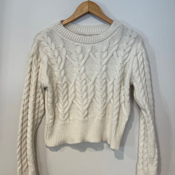 Cable Crewneck Sweater Ivory