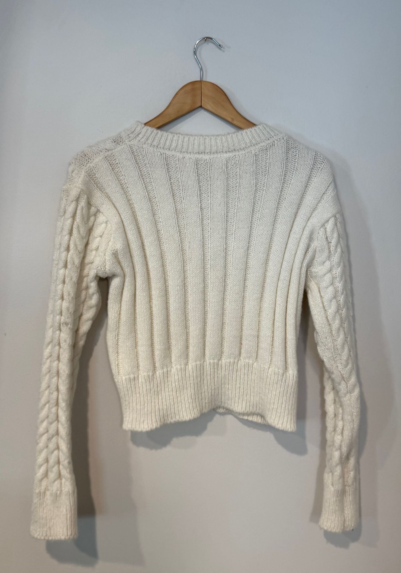Cable Crewneck Sweater Ivory 3