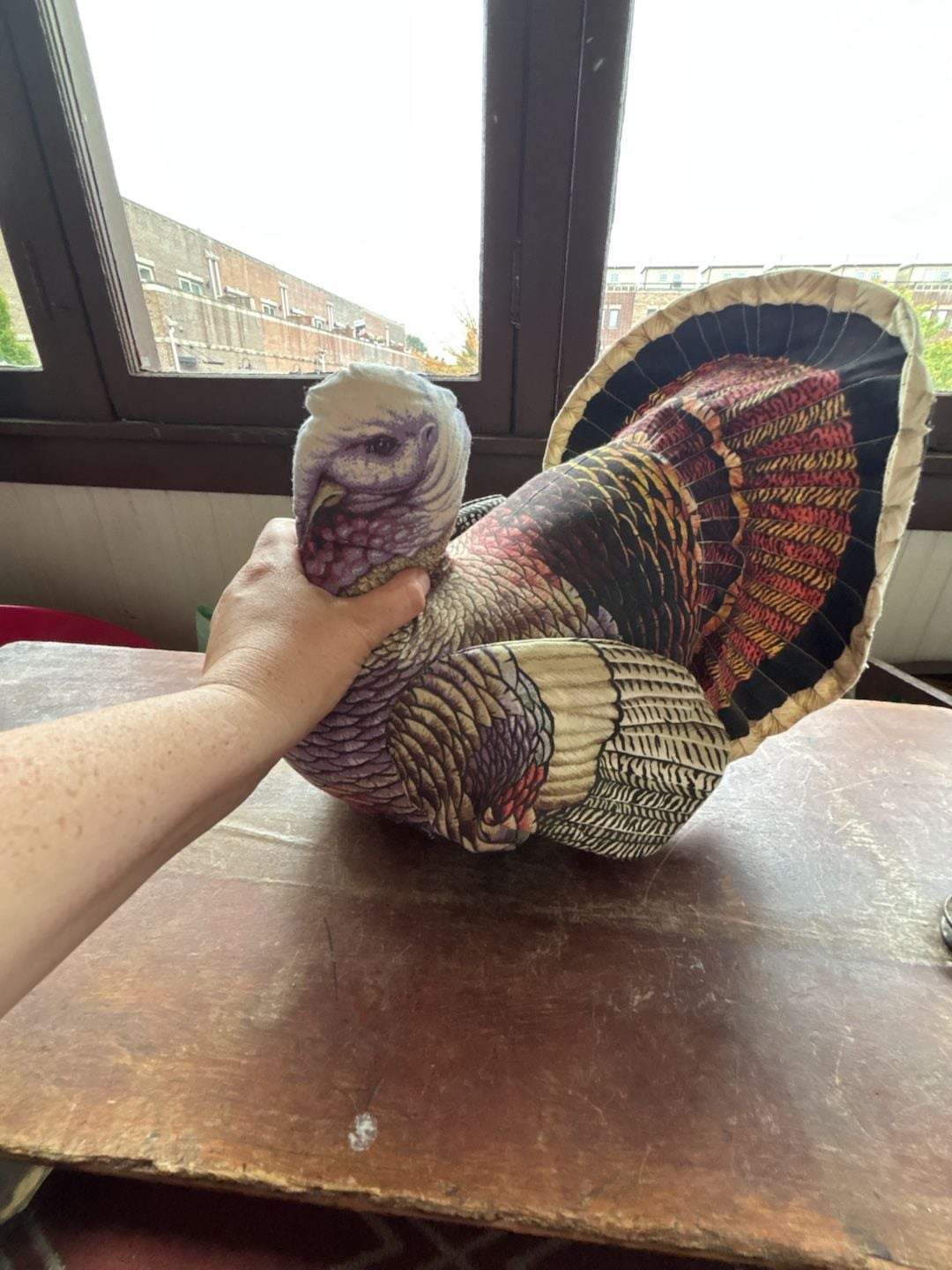 Vintage Handcrafted Stuffed Fabric Turkey Thanksgiving Centerpiece 8