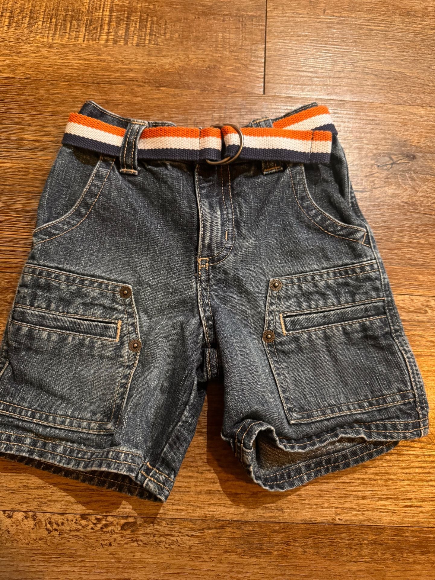 Y2K Gymboree Cargo Denim Shorts Size 12-18 Mos With Belt 2