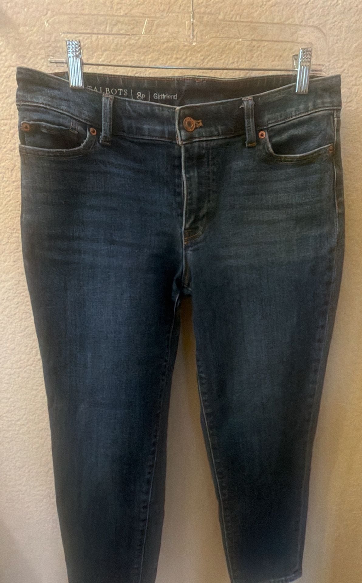 Talbots Flawless Girlfriend Jeans Size 8P Dark Wash Denim 1