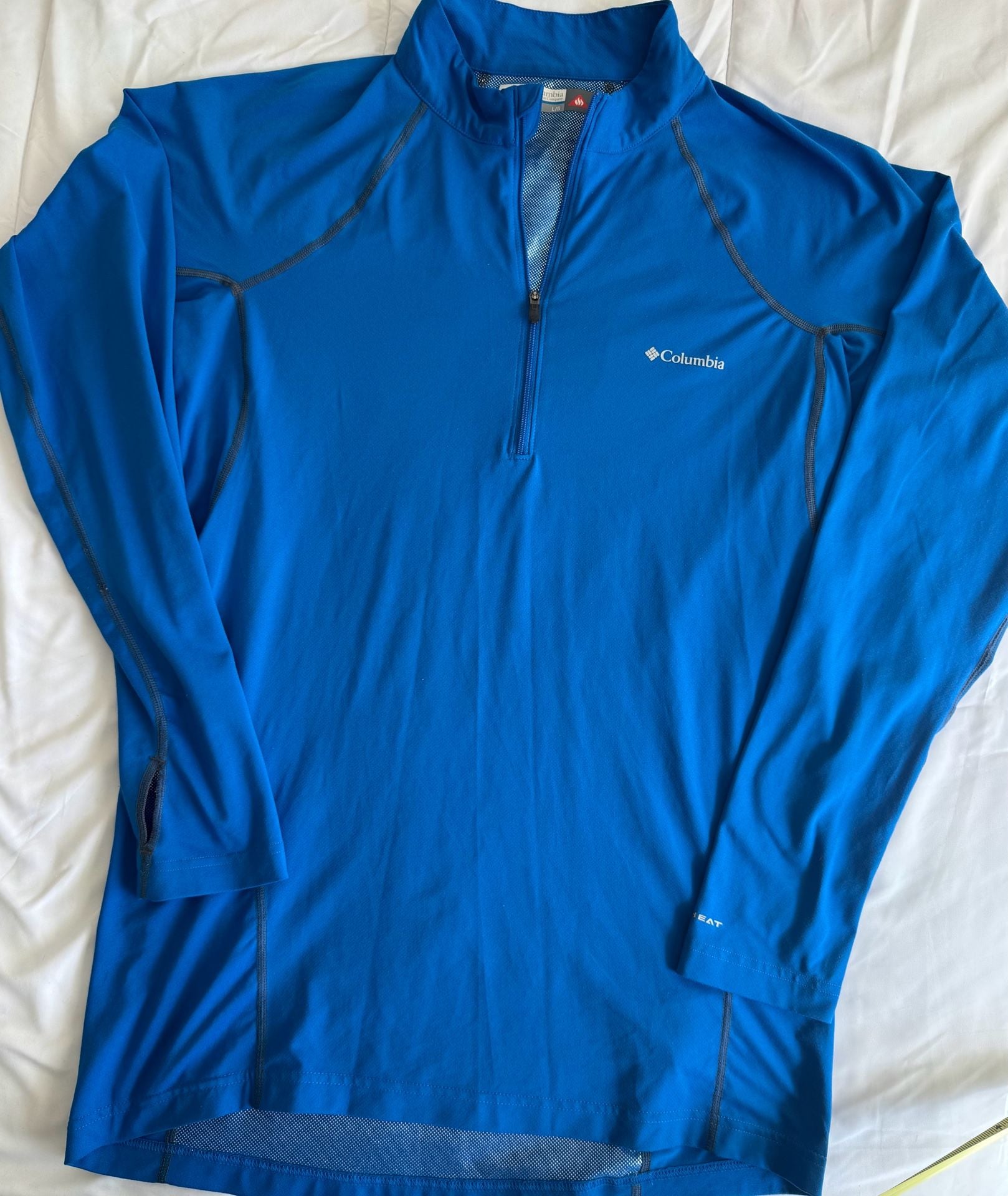 Columbia Omni-Heat Blue 1/4 Zip Long Sleeve Shirt Size L/G 2