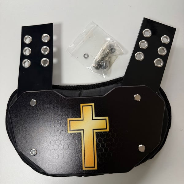 O Shield Golden Cross Chrome Football Back Plate Black