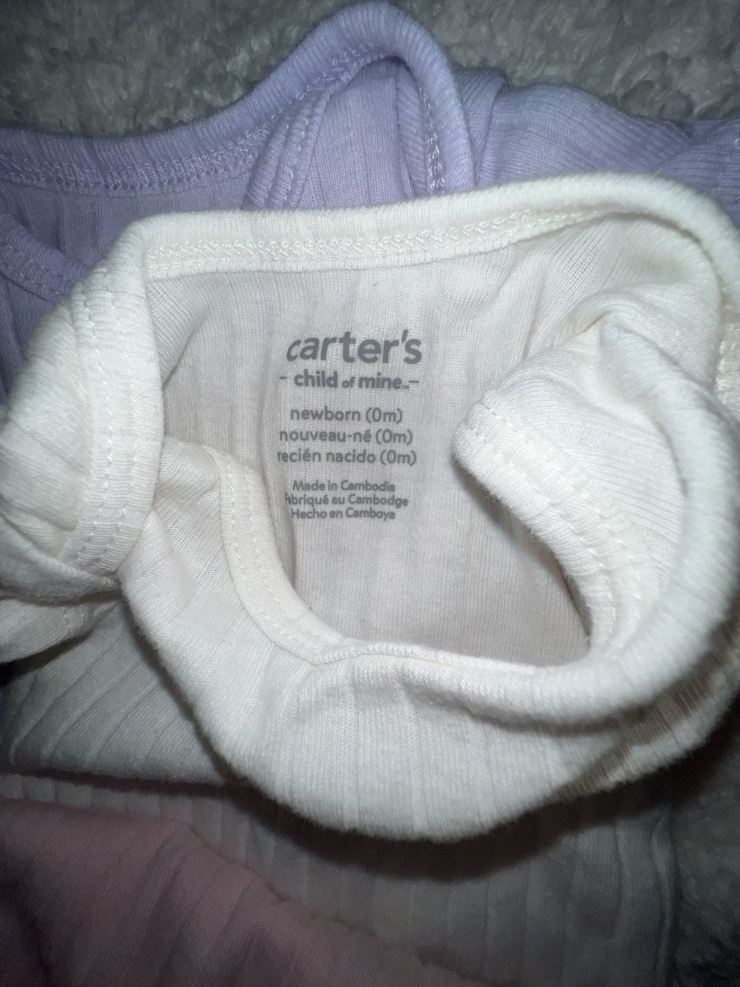 Ribbed Onesies Size Newborn 0m Pink White Purple 3