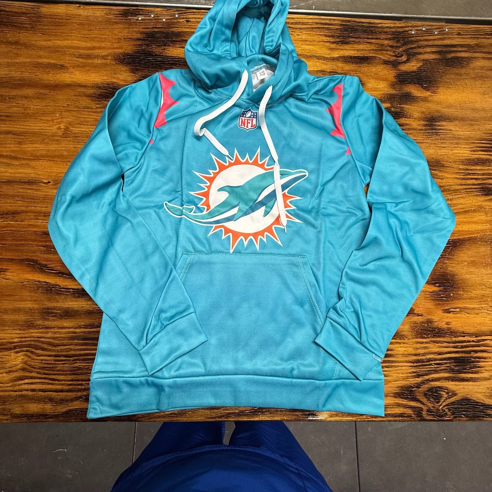 NFL Miami Dolphins Hoodie Size XS Aqua Blue Pullover 2