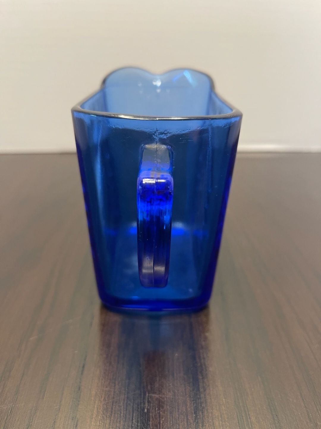Vintage Hazel Atlas Cobalt Blue Chevron Creamer Depression Glass Pitcher MCM 2