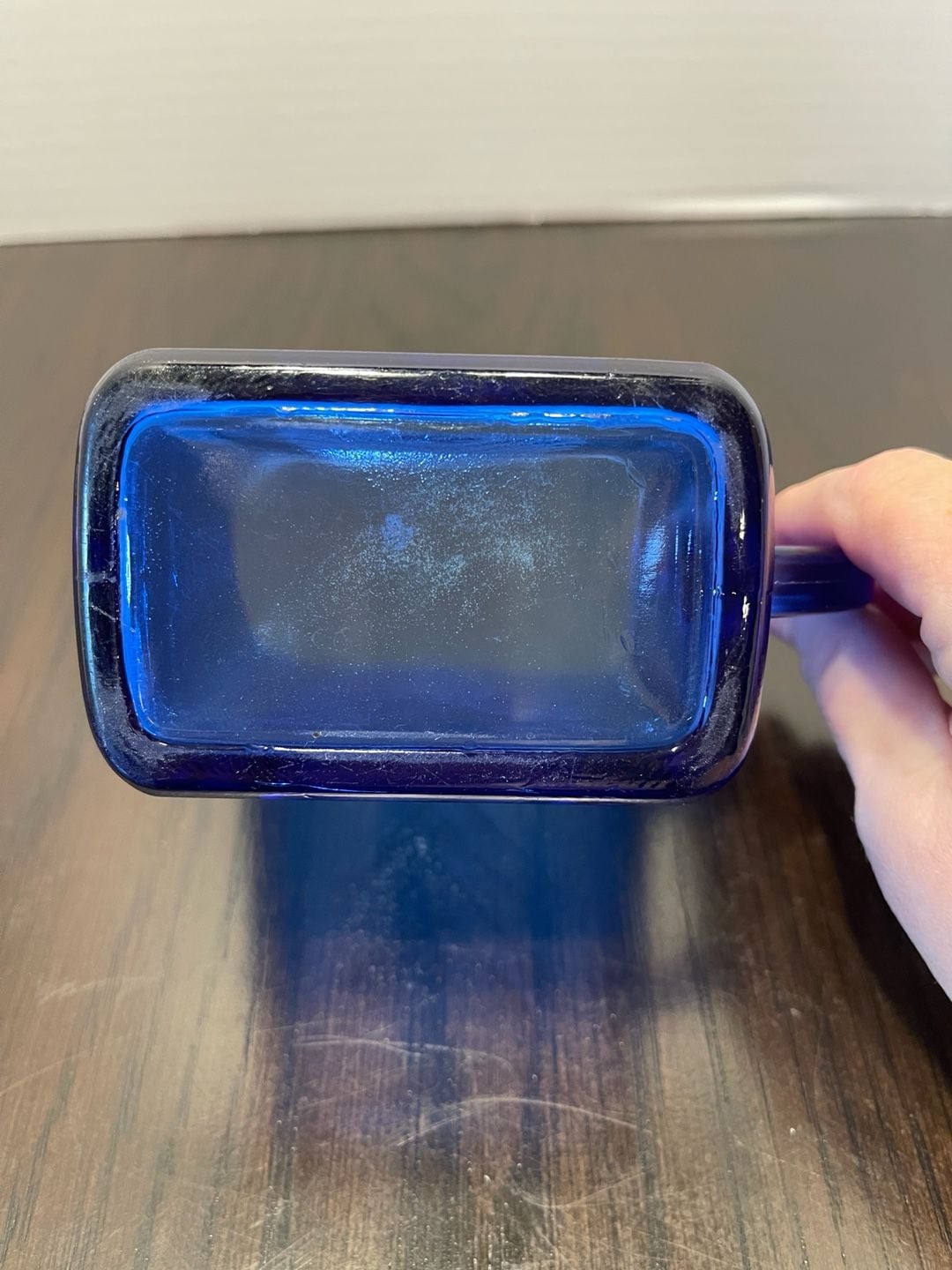 Vintage Hazel Atlas Cobalt Blue Chevron Creamer Depression Glass Pitcher MCM 6