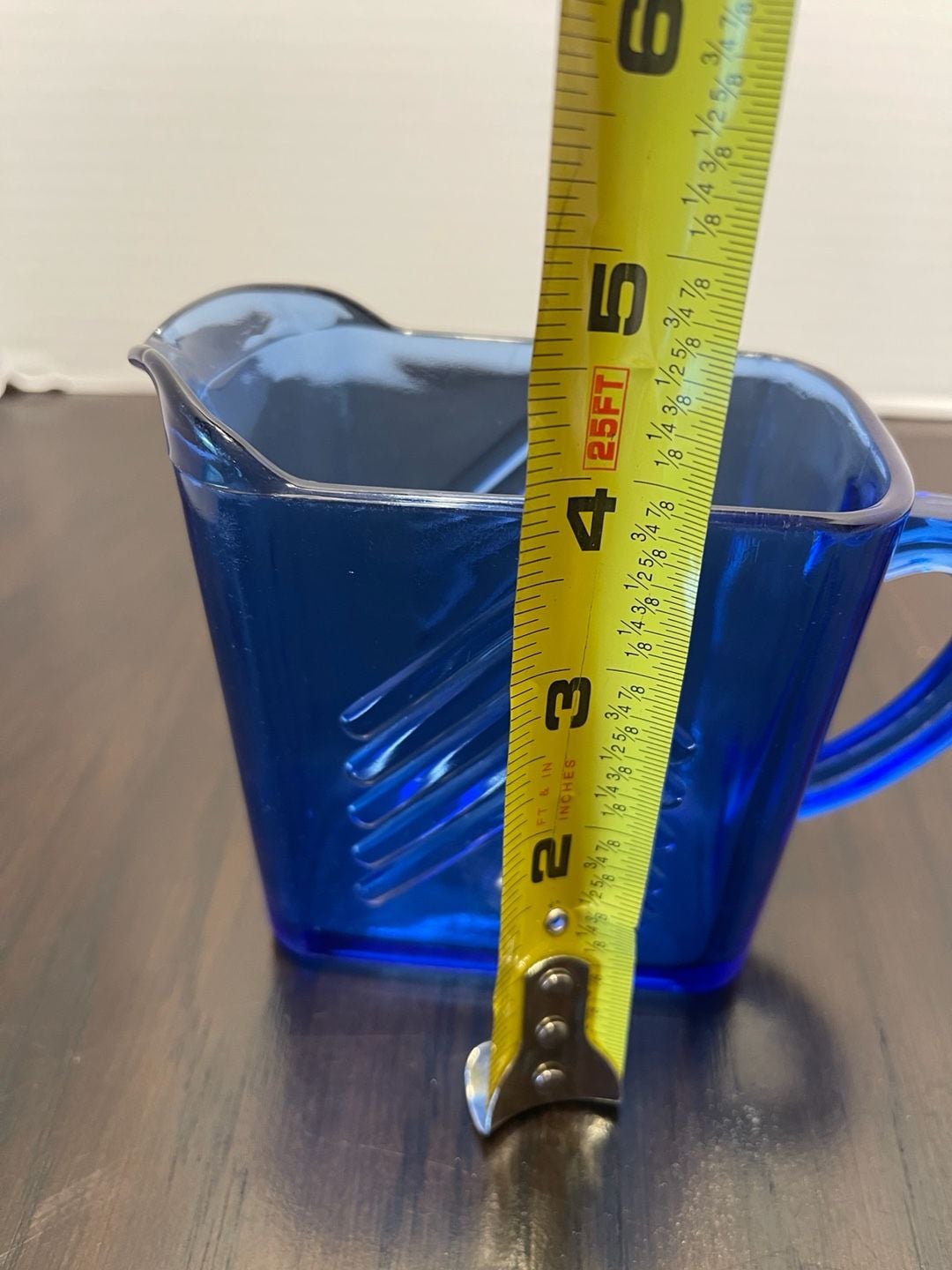 Vintage Hazel Atlas Cobalt Blue Chevron Creamer Depression Glass Pitcher MCM 7