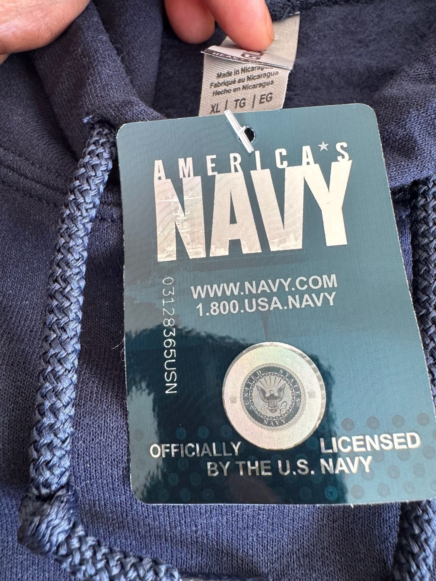 America's Navy Navy Veteran Hoodie Size XL Blue Yellow Graphic Sweatshirt 3