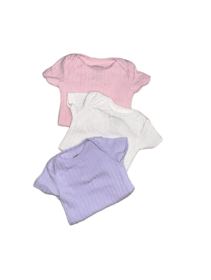 Ribbed Onesies Size Newborn 0m Pink White Purple 1