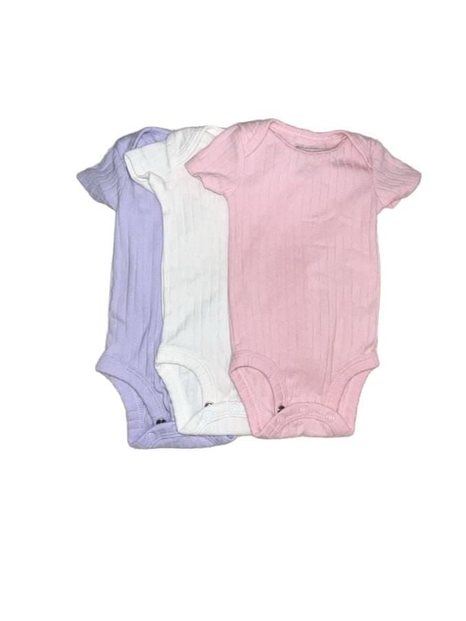 Ribbed Onesies Size Newborn 0m Pink White Purple 2