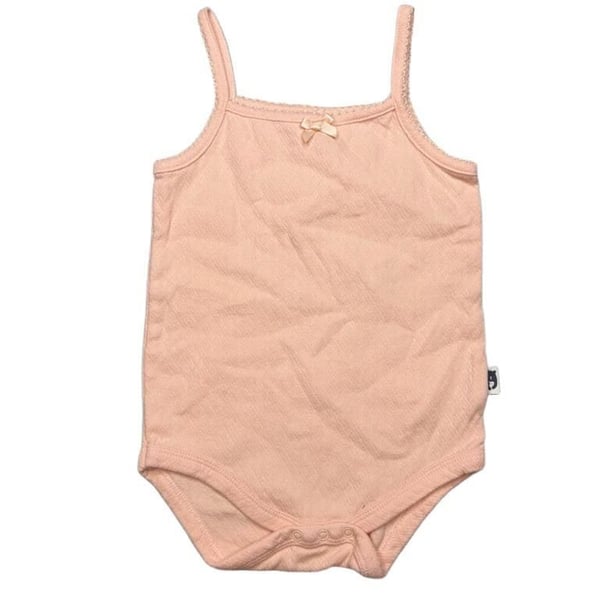 Rabbit Bear Baby Bodysuit Size 24M Peach Strappy Romper with Bow