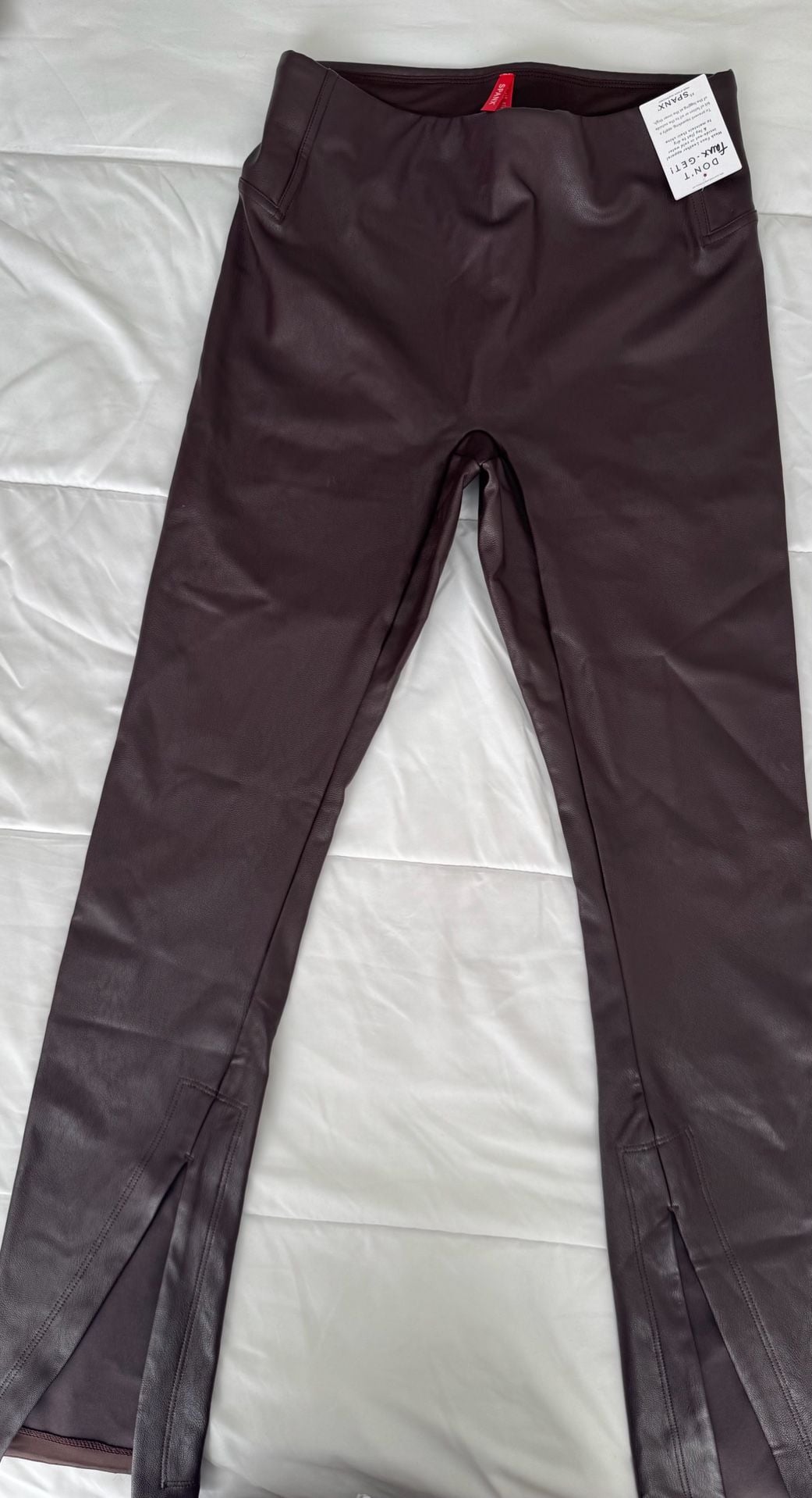 Spanx Faux Leather Skinny Pant Size 8-10 Chocolate Brown 2