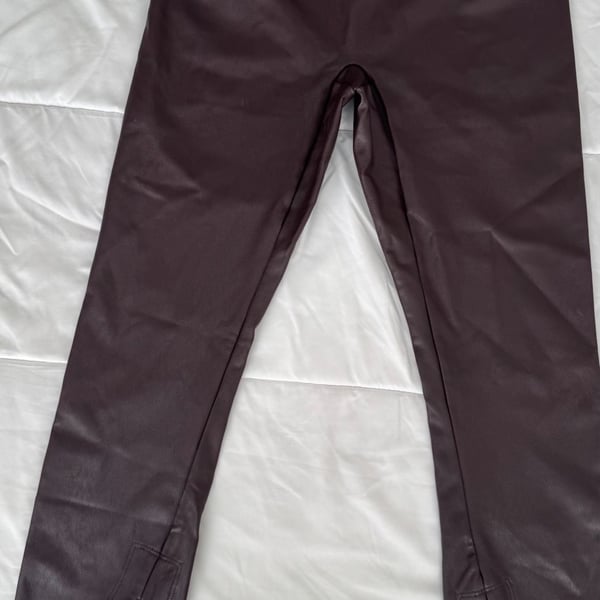 Spanx Faux Leather Skinny Pant Size 8-10 Chocolate Brown