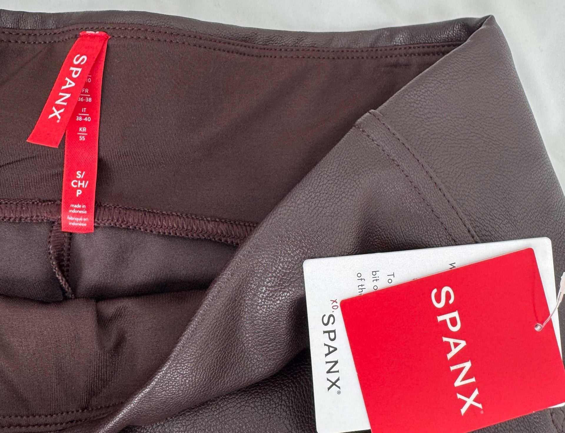 Spanx Faux Leather Skinny Pant Size 8-10 Chocolate Brown 3