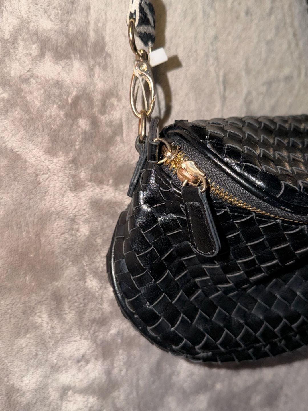 AHDORNED Woven Half Moon Crossbody Bag Black 7