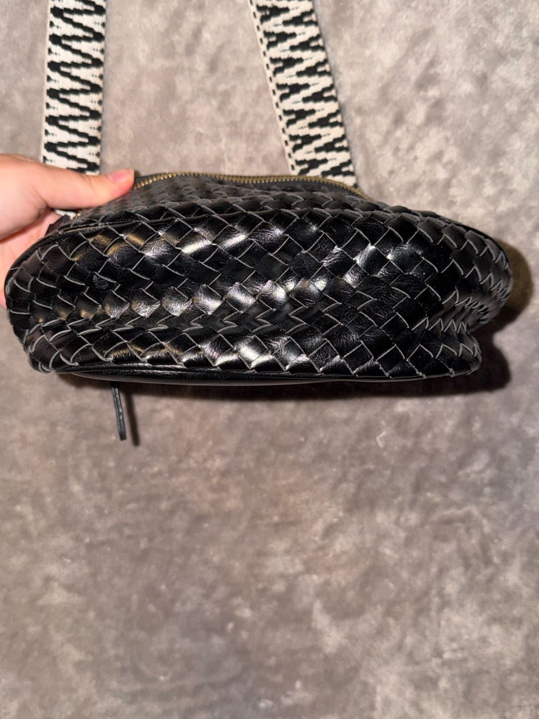AHDORNED Woven Half Moon Crossbody Bag Black 8