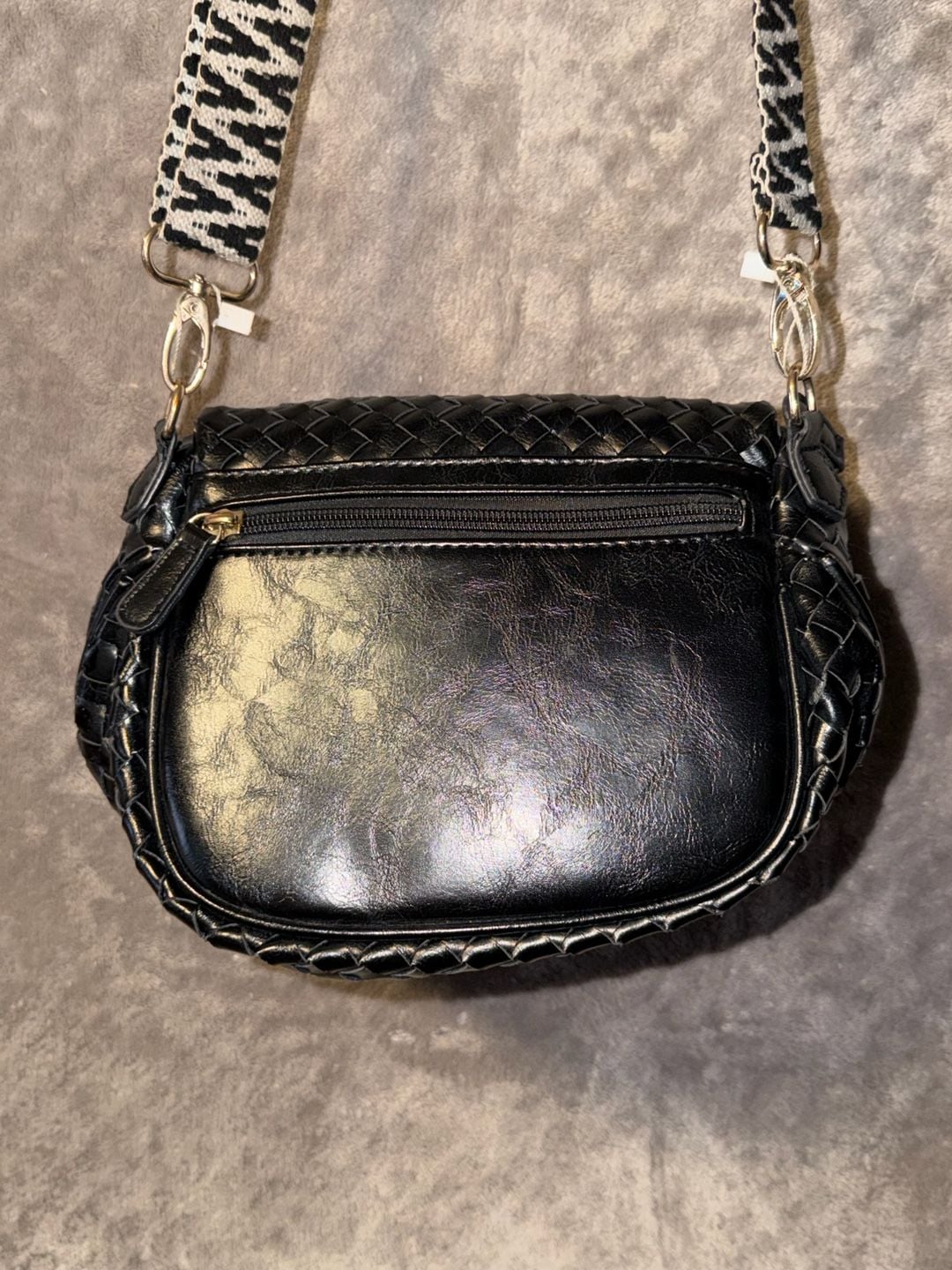 AHDORNED Woven Half Moon Crossbody Bag Black 9