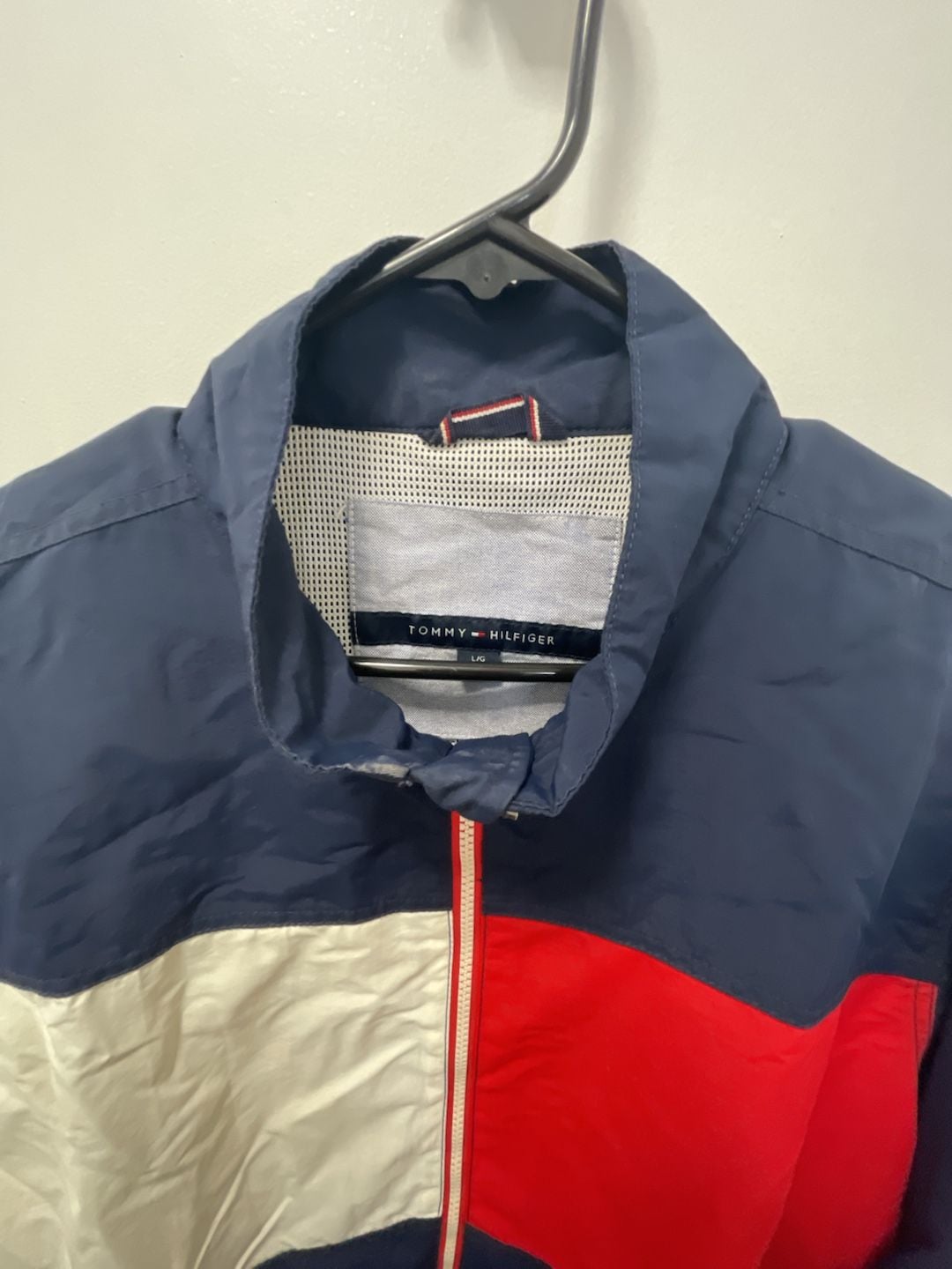 Tommy Hilfiger Colorblock Windbreaker Jacket Size L Blue Red White Nylon 4