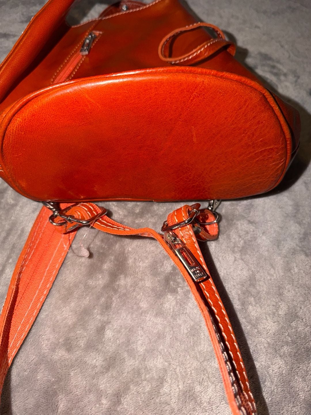 Vera Pelle Italian Leather Backpack Orange 7